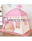 Детска палатка със светлини от памучни топки